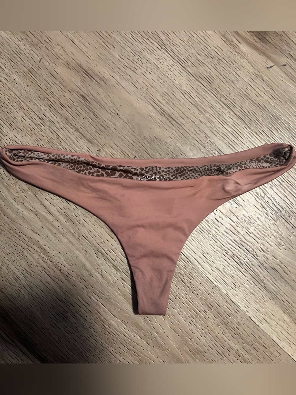 acacia swimwear mauve pink bikini bottoms with leopard lining